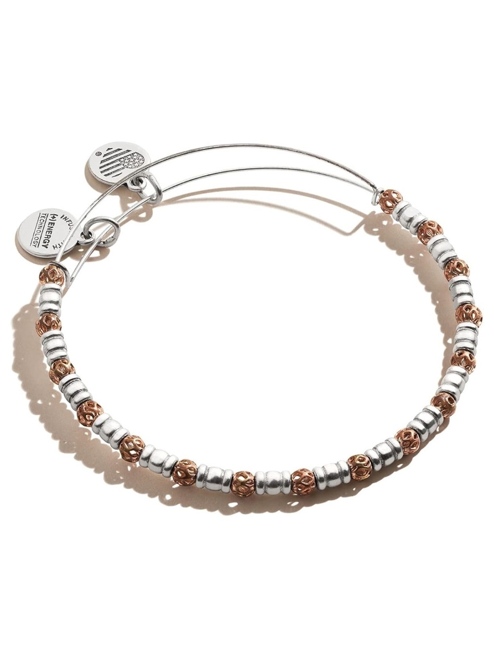 NWT! Alex and Ani Orbit Two Toned Beaded Bangle Bracelet - Silver & Rose Gold